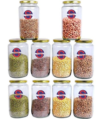 Somil Glass Container, Transparent, Pack Of 10, 1000 ml