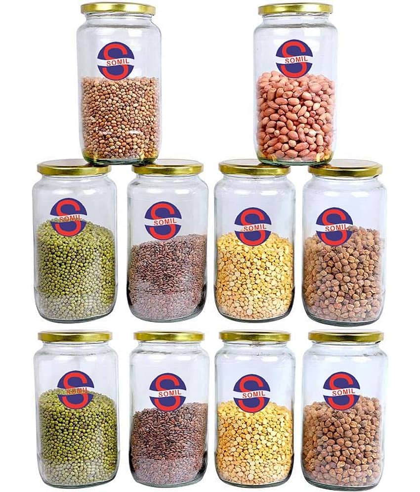Somil Glass Container, Transparent, Pack Of 10, 1000 ml