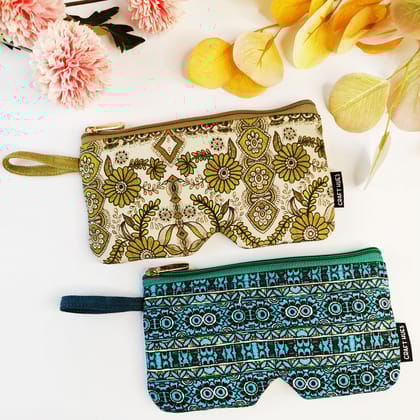 Eyewear/Sunglass Case-Green Maroon suzani-Green Madhubani Combo (Copy)