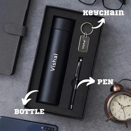 Personalized Key Chain  With Temperature Water Bottle Combo and more