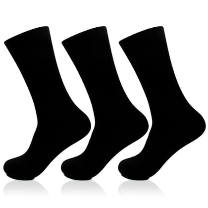 VOICI France Mens Premium Formal Black Color Cotton Blend Sock Calf Length Full-length Free Size Pack of 3