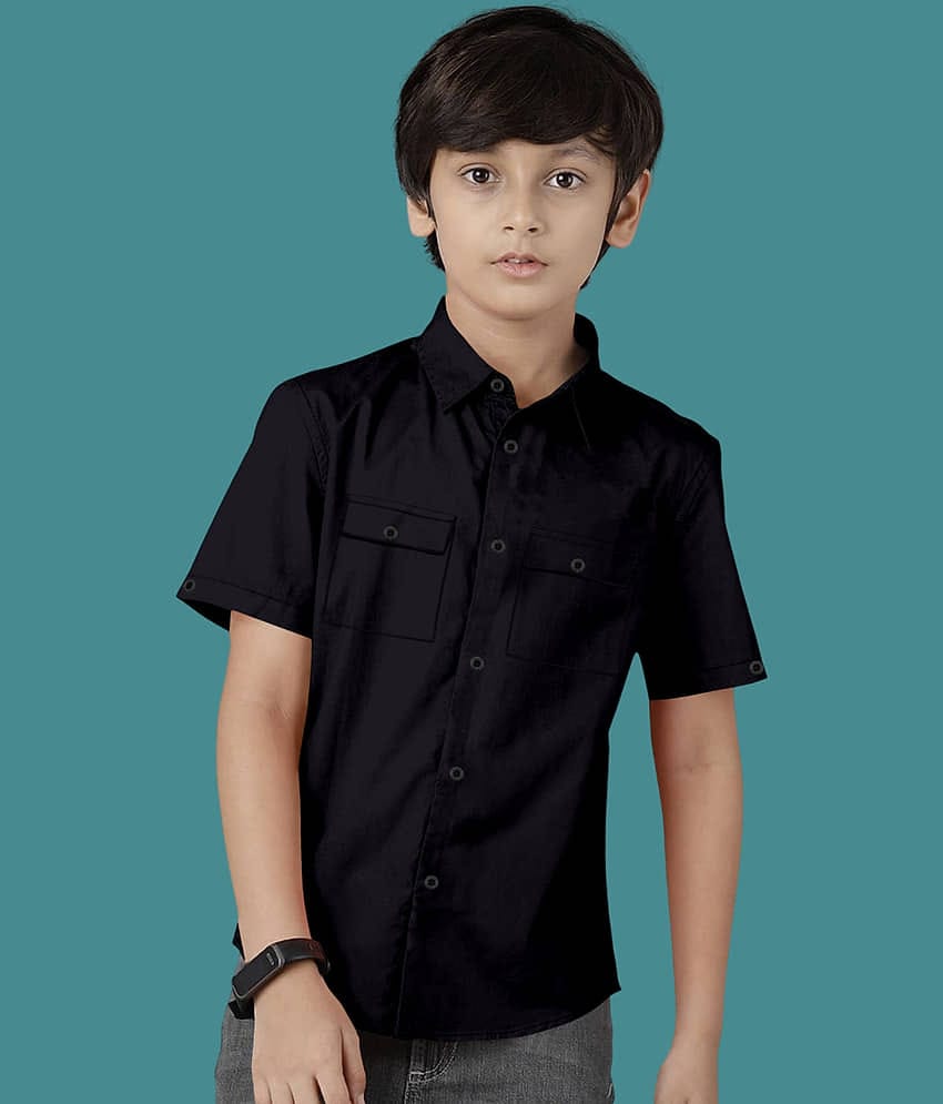 VTEXX Pack of 1 Boys Cotton Blend Half Sleeves Shirt ( Blue )