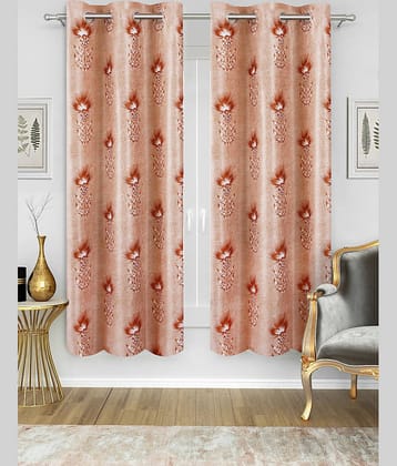 Home Candy Set of 2 Long Door Semi-Transparent Eyelet Polyester Orange Curtains ( 274 x 120 cm )