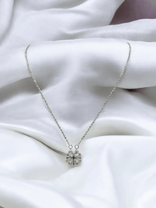 Diamond and Hearts Silver Necklace