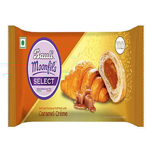 Bauli Moonfils - Puff Roll With Caramel Creme Filling, Soft & Delicious, 45 g