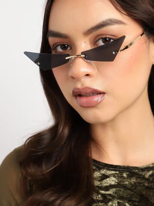 Gold Frame Tinted Lens Cat Eye Sunglasses-Sunglasses