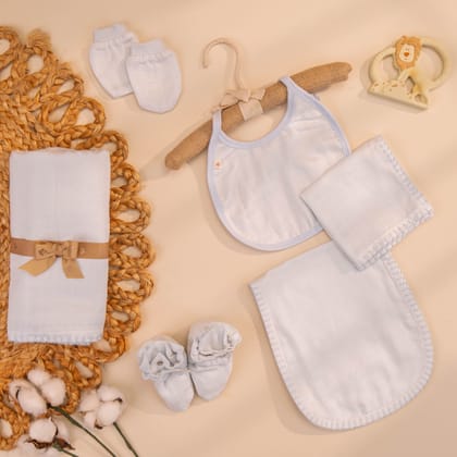 Komal Aavran Baby Swaddle Set (Ice Blue)
