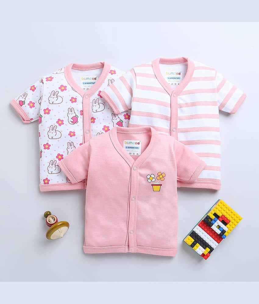 BUMZEE Pack of 3 Baby Girls Cotton T-Shirt ( PeachPuff )