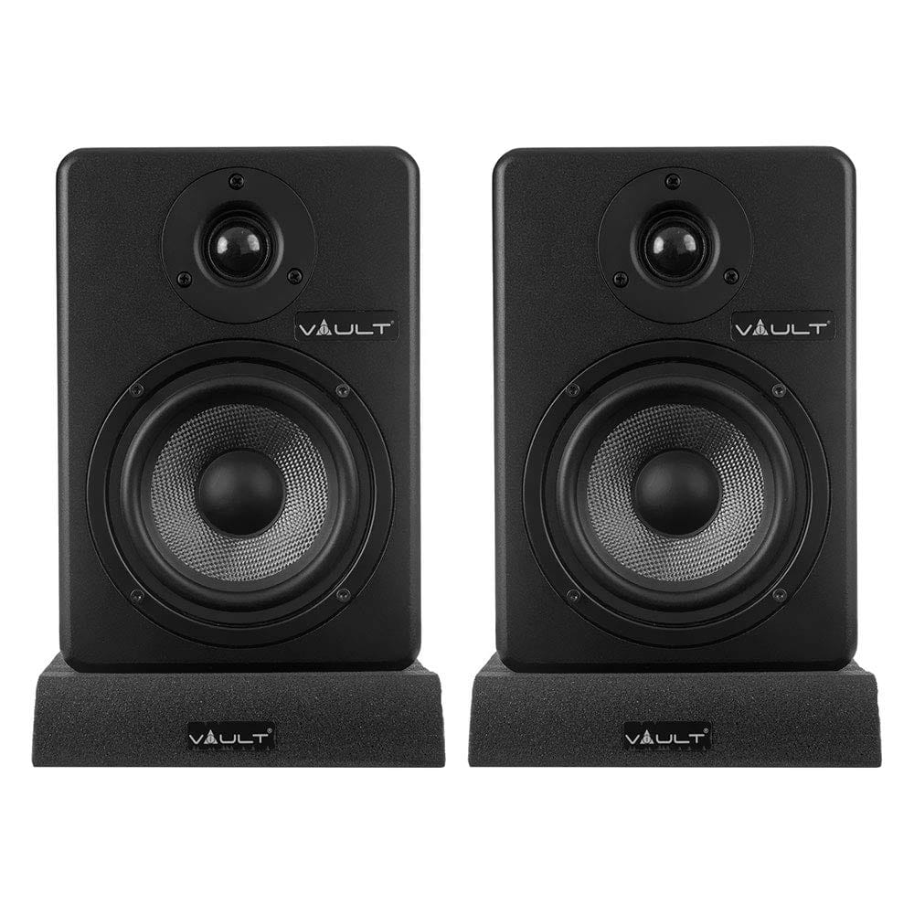 VAULT C5 5-Inch Powered Studio Reference XLR Computer Monitors Speakers - Pair with Acoustic Foam Pads Black / C5 5-inch studio monitors