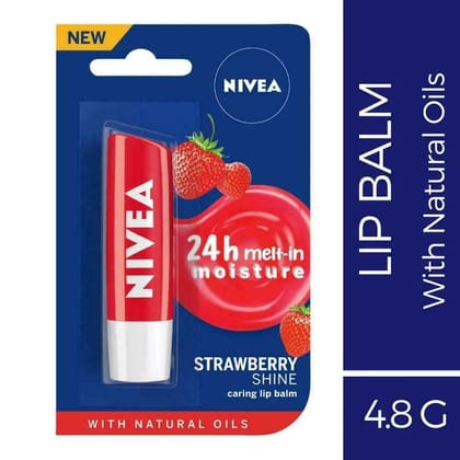 Nivea Fruity Shine Strawberry With Free Essential Lip Care 4.8Gm