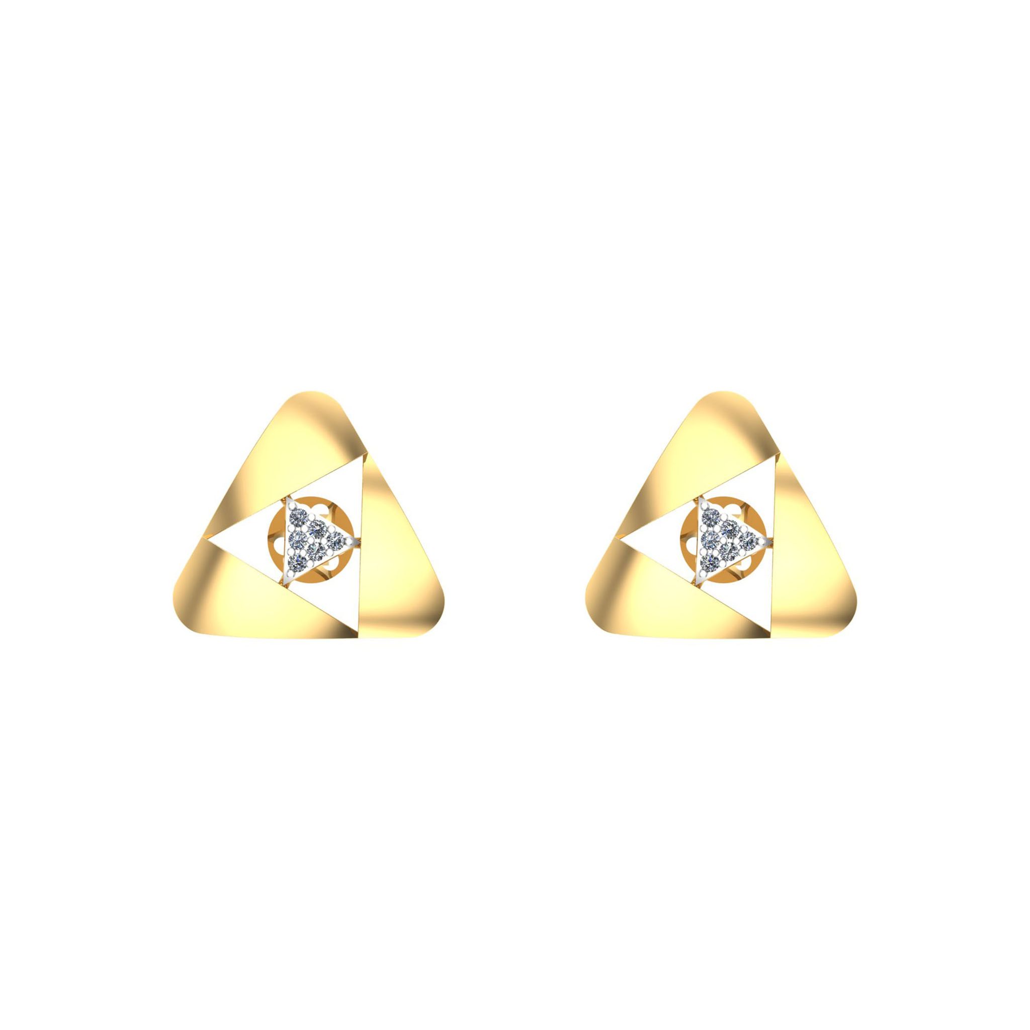 Senco Gold Triangular Zone Diamond Studs (4 gram / 0.09 Ct / HI-SI / 18K Yellow Gold)