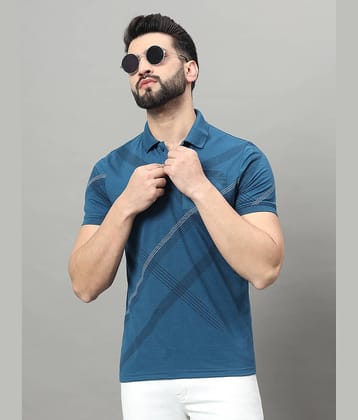 OGEN Cotton Blend Regular Fit Printed Half Sleeves Men's Polo T Shirt - Blue ( Pack of 1 )