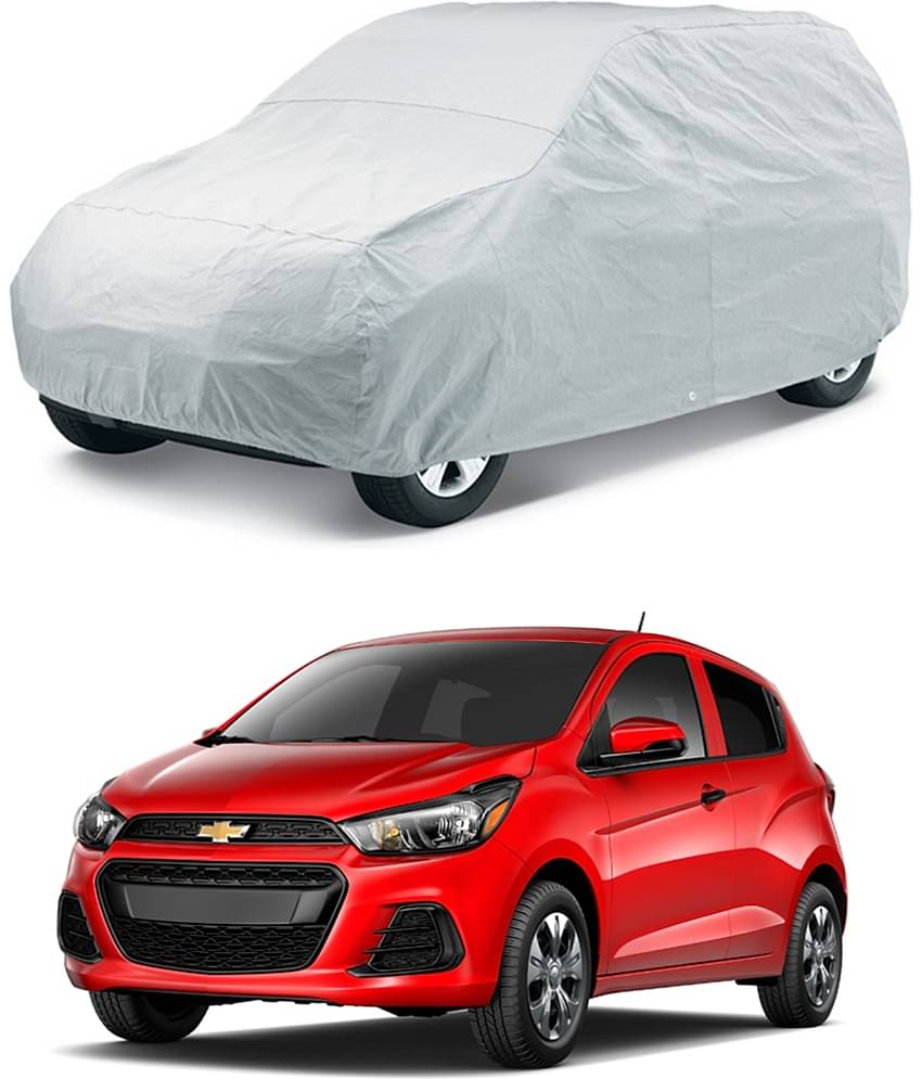 CARNEST Car Body Cover for Chevrolet Spark [2014-2015] Without Mirror Pocket ( Pack of 1 ) , Silver