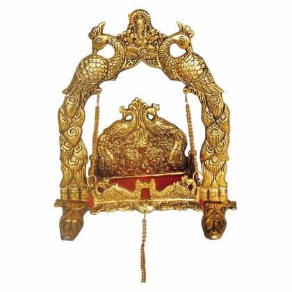 Aluminium Showpiece Ganesh Peacock Jhula Statue (ASMAS454 G)