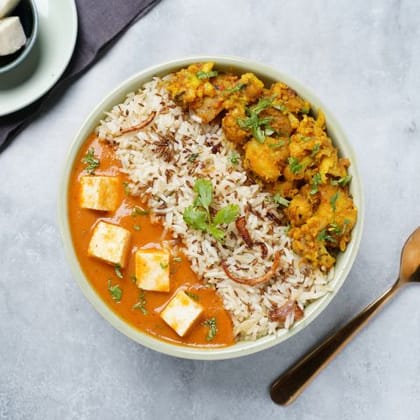 Butter Paneer Aloo Gobhi And Jeera Pulao