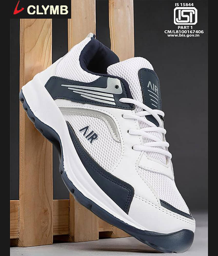 Clymb White Men's Sports Running Shoes