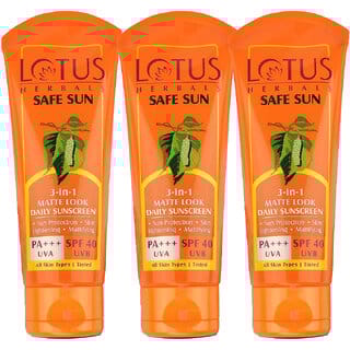 Lotus Herbals Safesun 3In1 Matte Look Daily SunscreenTinted Sunscreen Spf 40 Pa 100 G ( Pack Of 3)