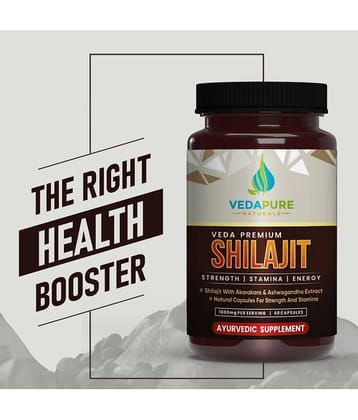 Vedapure Naturals Veda  Premium Shilajit/Shilajeet with, Ashwagandha Extract Helps in Stamina, Strength 1000mg (Pack of 2)