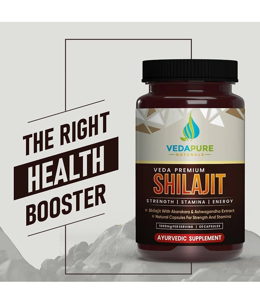 Vedapure Naturals Veda  Premium Shilajit/Shilajeet with, Ashwagandha Extract Helps in Stamina, Strength 1000mg (Pack of 2)