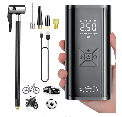 Wireless Electric Air Pump EG-209 with LCD Display, 150 PSI Max, USB-C Rechargeable, for Car, Bike, Ball & Inflatables