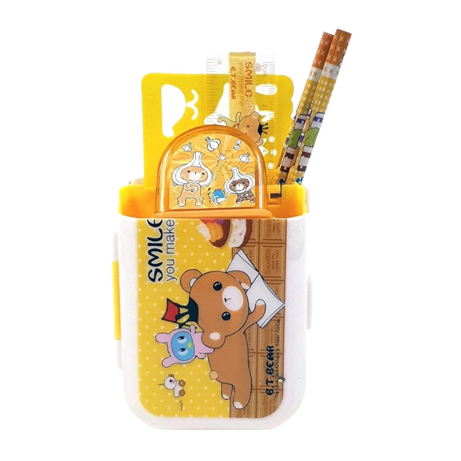Stationery kit - Yellow Foldable Box with Stationary Items -for Kids, Children, Student, Office, Return Gifts
