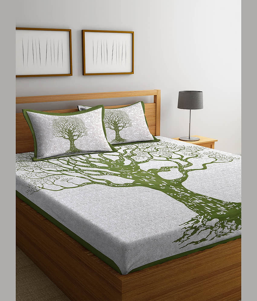 Uniqchoice Cotton Double Bedsheet ( Green )