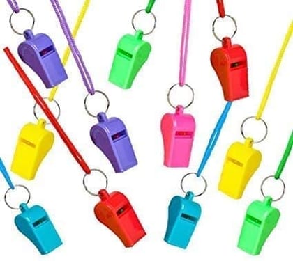 Nawani Colorful Whistle Nylon Treaded Party Favors, Bulk Toys,Pack of 12 - Multi Color