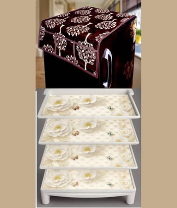 CreadCraft PVC Floral Fridge Mat & Cover ( 30 42 ) Pack of 5 - Multicolor