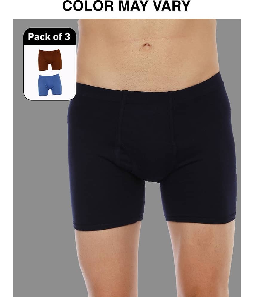 Dollar Lehar Mens Combed Cotton Trunk - Pack of 3 - (Colour May Vary)