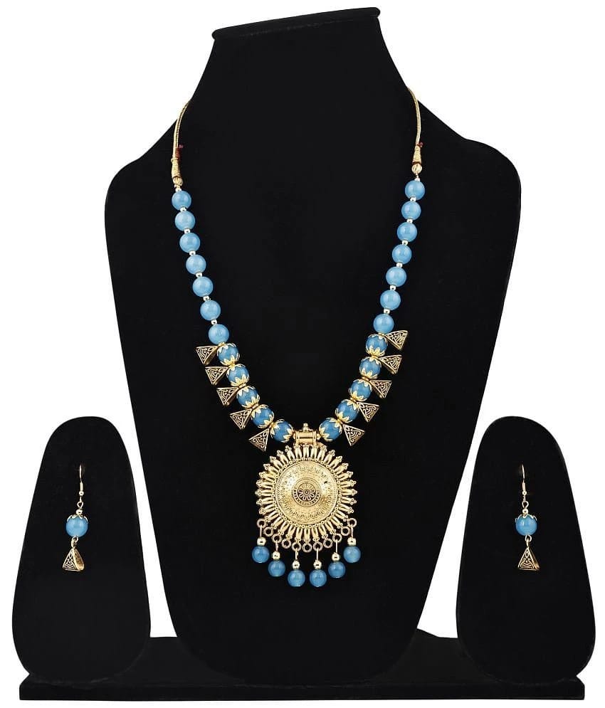 Sunhari Jewels Blue Alloy Necklace Set ( Pack of 1 ) - Blue