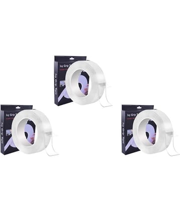 eComKaaj  Double Sided Transparent Gel Ivy Grip Tape Reusable Traceless Powerful Carpet Tape - 3 Meter 3 Rolls