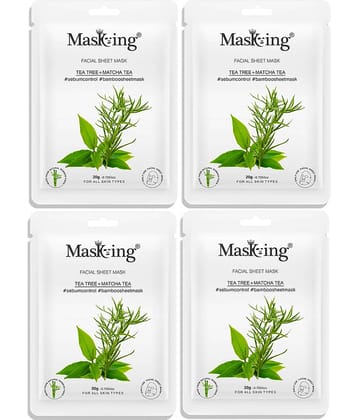 Masking Tea Tree & Matcha Tea Bamboo Face Sheet Mask 100 ml Pack of 5