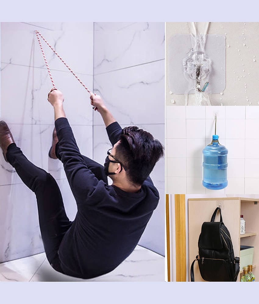 12x Strong Transparent Suction Cup Sucker Wall Hooks Hanger For Kitchen Bathroom