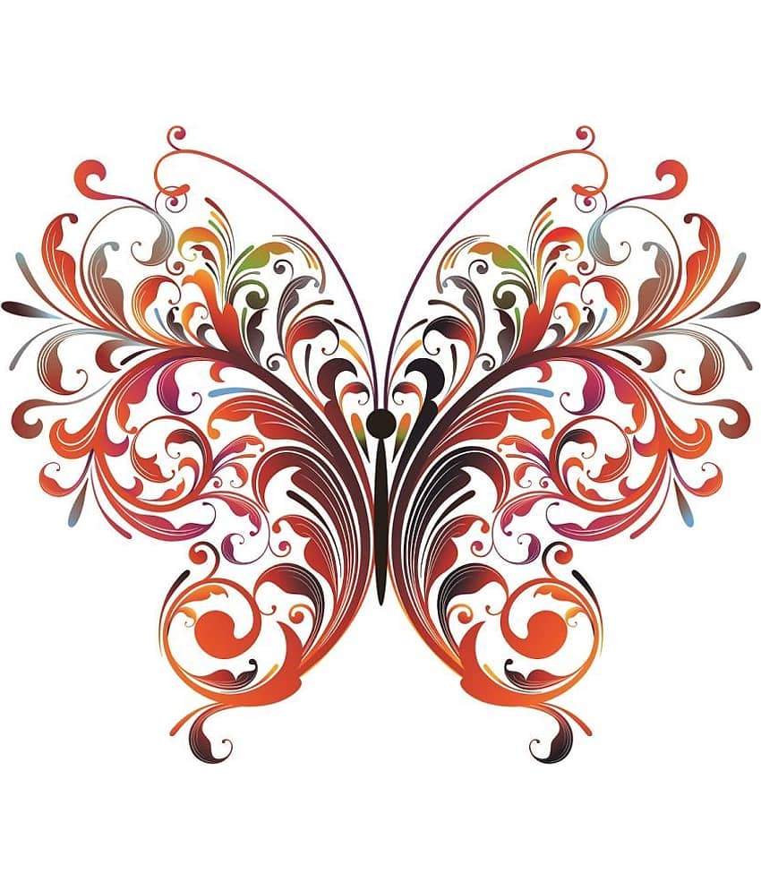 Asmi Collection Beautiful Floral Big Butterfly Wall Sticker ( 60 x 72 cms )