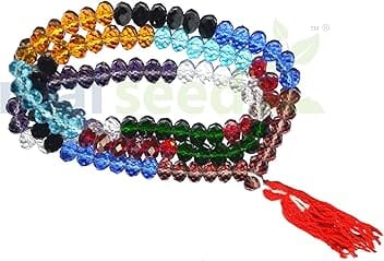 REAL SEED  8MM Multi-Color Beads 108 Tibetan Buddhist Mala Necklace for Meditation, Reiki Japa Mala
