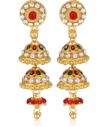 Vighnaharta Golden Jhumki Earrings ( Pack of 1 )