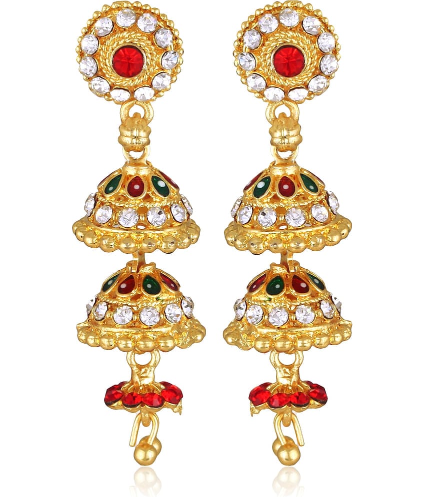 Vighnaharta Golden Jhumki Earrings ( Pack of 1 )
