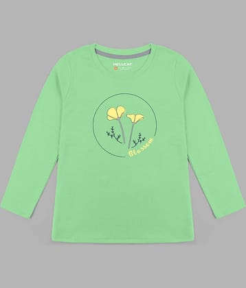 HELLCAT Pack of 1 Girls Cotton Blend T-Shirt ( Green )