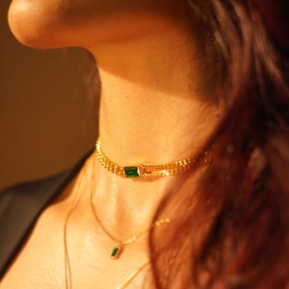 Emerald Zircon Choker Necklace