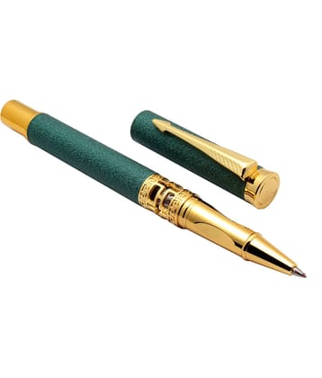 Srpc Luoshi 3217 Matte Green Rock Finish Metal Body Arrow Clip Roller Ball Pen