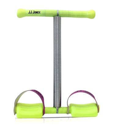 "JONEX Tummy Trimmer - Single Spring Sit Up Pull Rope, Elastic Tension Fitness Foot Pedal, Abdominal and Leg Exerciser, Sport Fitness Equipment (Made in India), Green"