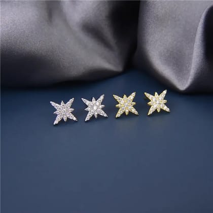 Star stud earrings with zircon-14k Gold plated