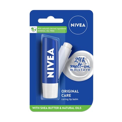 NIVEA Original Care 4.8g Lip Balm | 24 H Melt in Moisture Formula|Natural Oils | Nourished Lips NIVEA Original Care 4.8g Lip Balm | 24 H Melt in Moisture Formula|Natural Oils | Nourished Lips