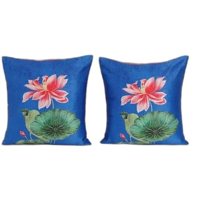 Koko Decorative Polyester Cushion Cover Set of 2 - Soft Textured Blue 16x16 Inch Square Pillow Covers for Bed, Sofa, and Chair