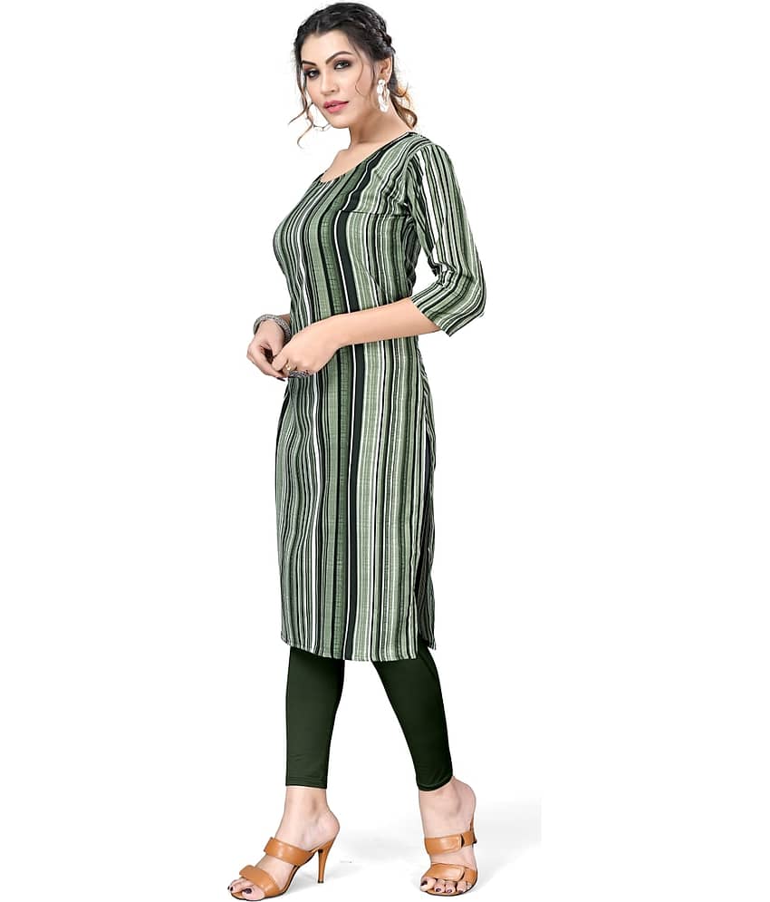 AK FASHION MALL Pack of 1 Crepe Printed Straight Women's Kurti - ( Multicolor )