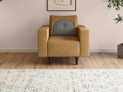 Cresco 1-Seater Fabric Sofa (3-Years Warranty, Solid Wood, Camel and Taupe)