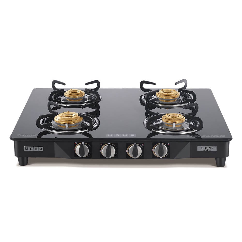 USHA GS4 001 EBONY GAS STOVE COOKTOP WITH 4 BURNER