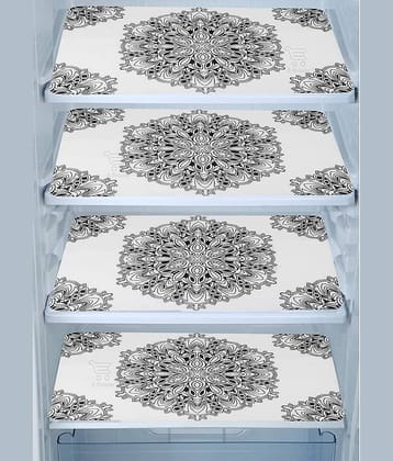 PVC Printed Rectangular Fridge Mats 29x44 cms ( Pack of 4 ) Multicolor