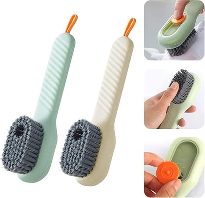 HURRYSHOPPY Multifunctional Shoe Brush Soap Dispensing Cleaning Brush with Handle Reusable 2 in 1 Brush