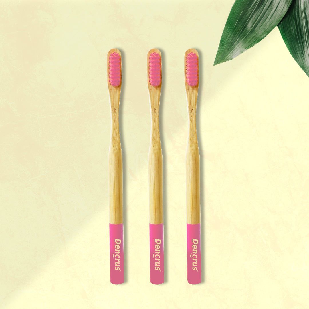 Orby Plus Bamboo Toothbrush – Extra Soft Bristles & Gum Care (Pink)-Pack of 3
